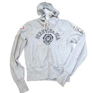 California Vintage by Carl Jones U Penn Full Zip Grey Hoodie Vintage Patches